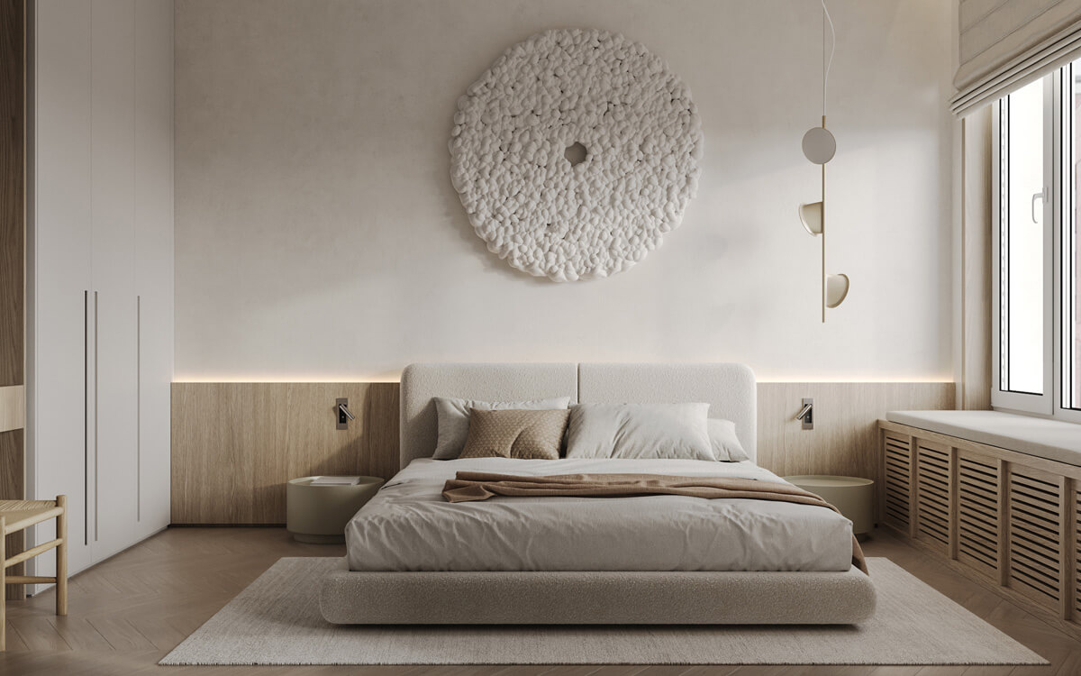 Drewno w sypialni Stylowa drewniana ściana akcentująca w sypialni: inspirujący design wnętrz 2026