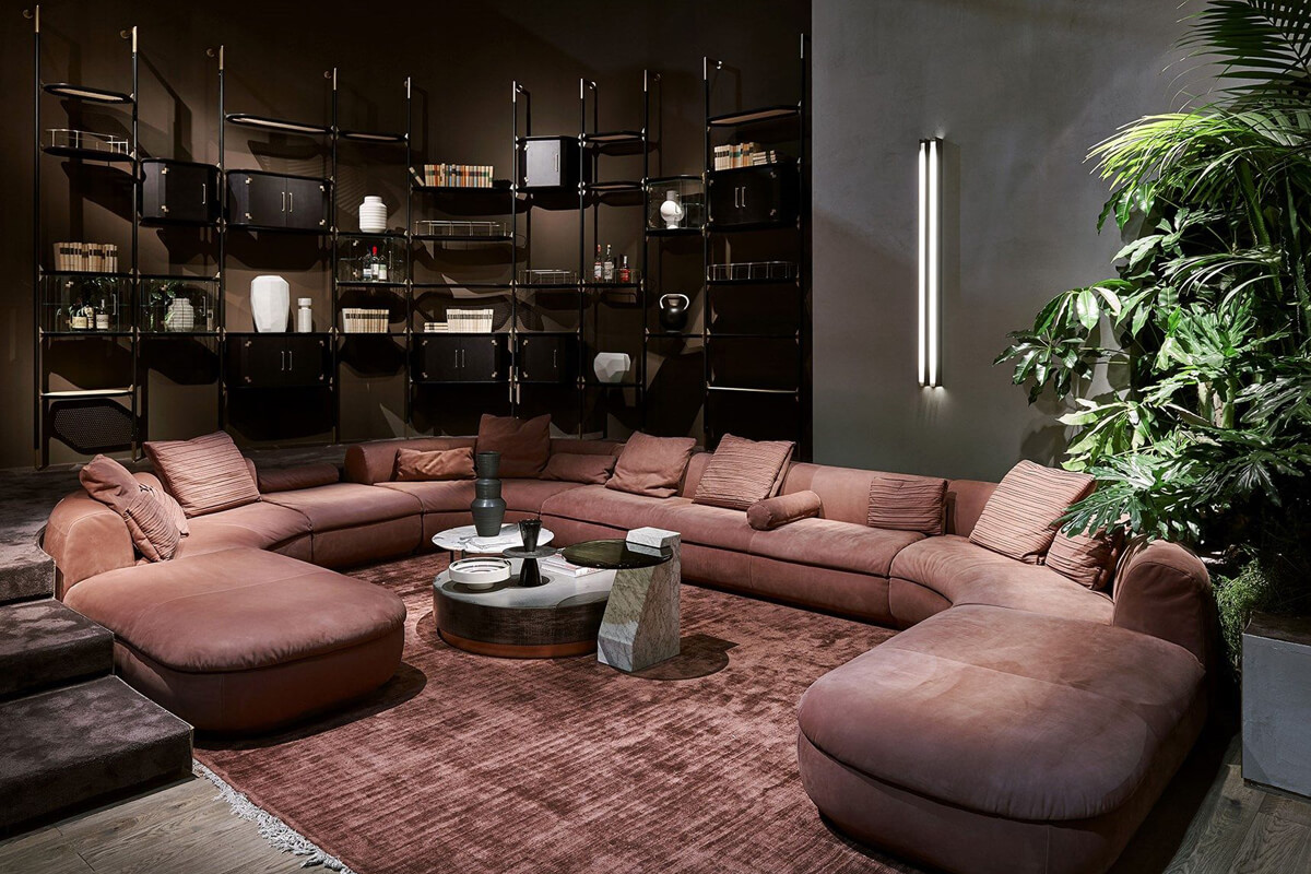 Nowoczesny salon z kuchnią Nowoczesna kuchnia z salonem 50 m² z funkcjonalnym podziałem na strefy i eleganckim designem.