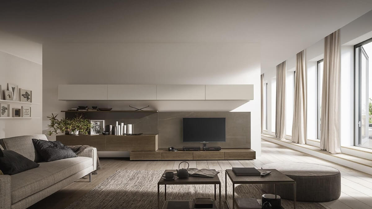 Przestrzeń i Funkcja Minimalistyczny salon z naciskiem na przestrzeń i funkcjonalność, idealny do małego mieszkania.