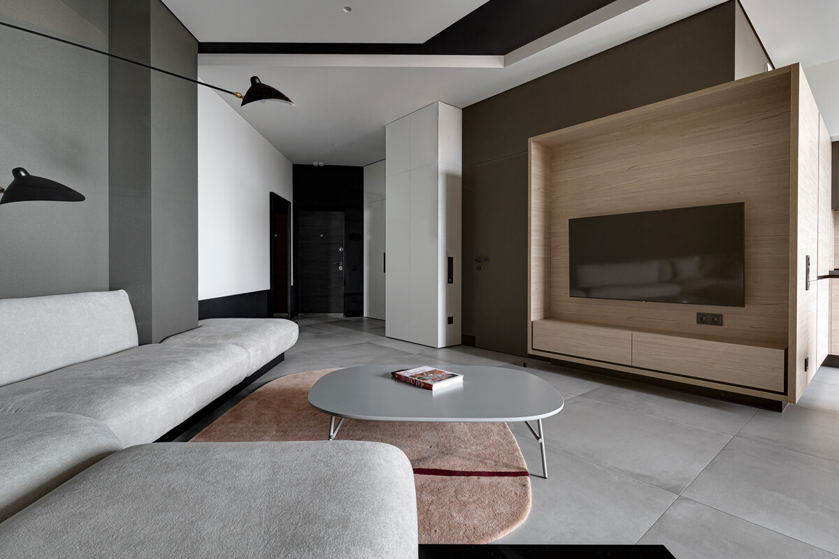 Salon: Naturalne Materiały Design salonu w nowoczesnym stylu z wykorzystaniem naturalnych materiałów i faktur.