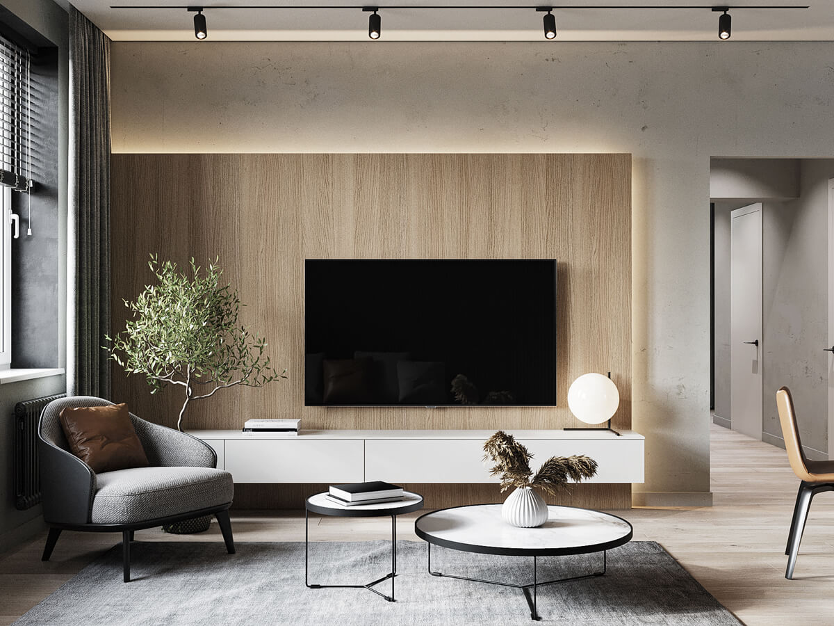 Salon z Kominkiem Stylowy salon z kominkiem i nowoczesnymi meblami, tworzący przytulną atmosferę.