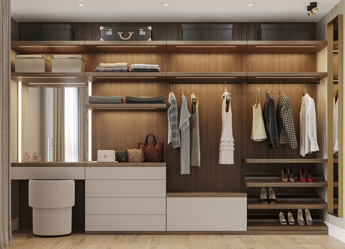 Elegancka łazienka w beżowo-kawowej gamie z mozaiką i naturalnymi materiałami.