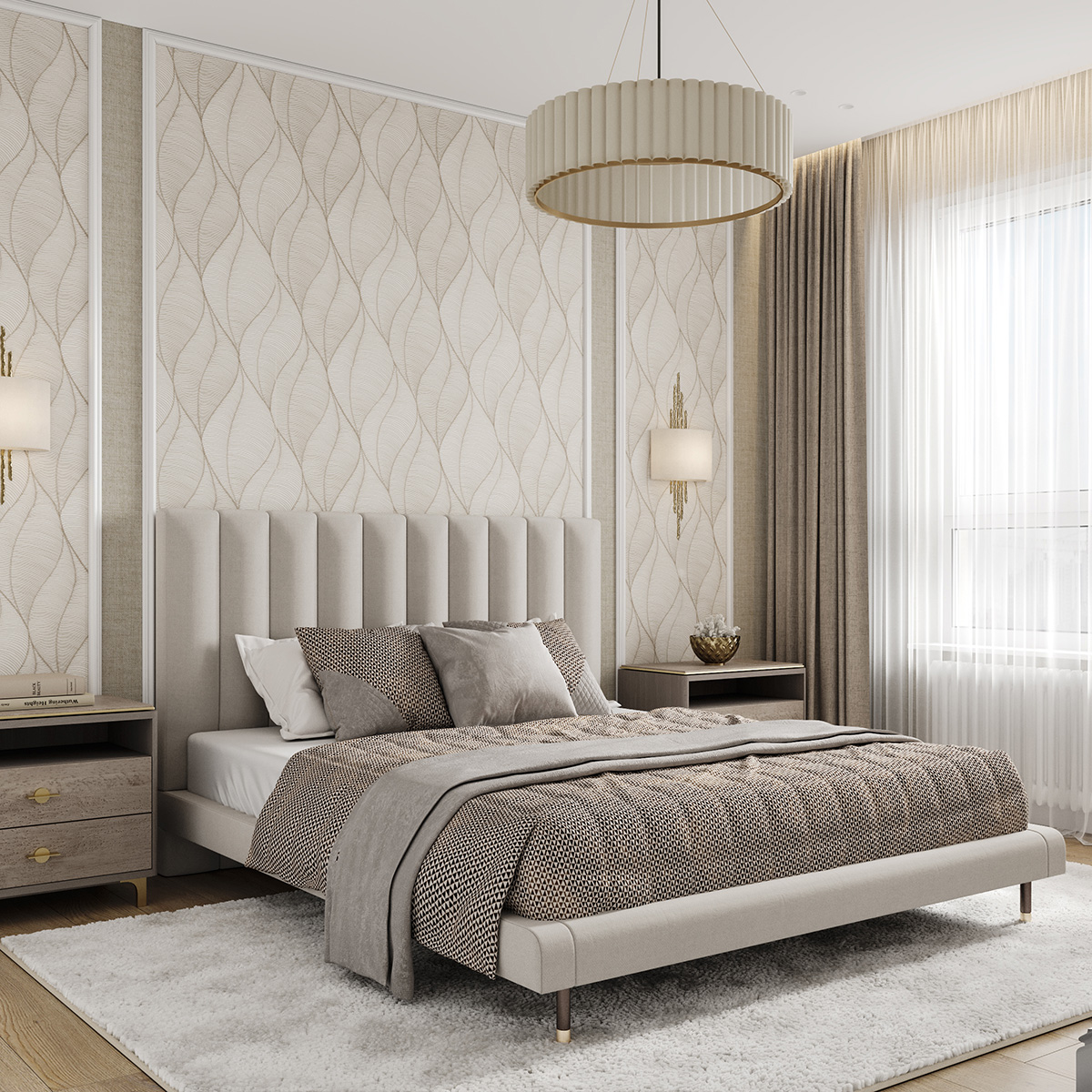 Dekoracje w kolorze kawy: poduszki, pledy i dywan dodają ciepła wnętrzu.