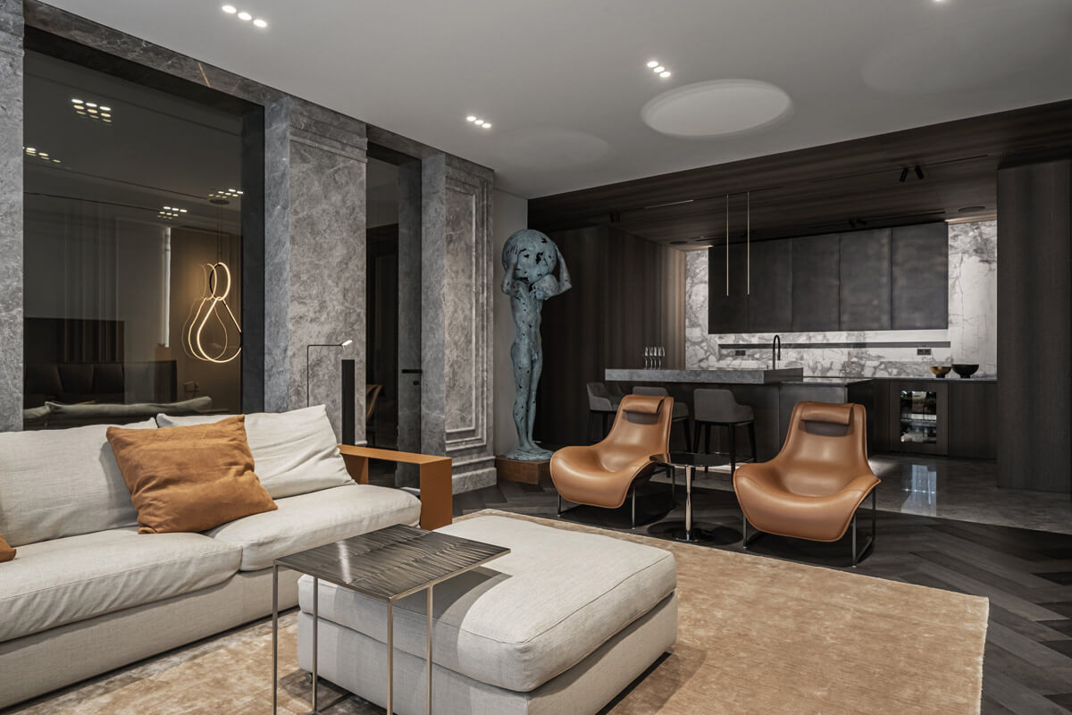 Granit we wnętrzu Luksusowe wnętrze z granitem na ścianach - elegancja i trwałość.