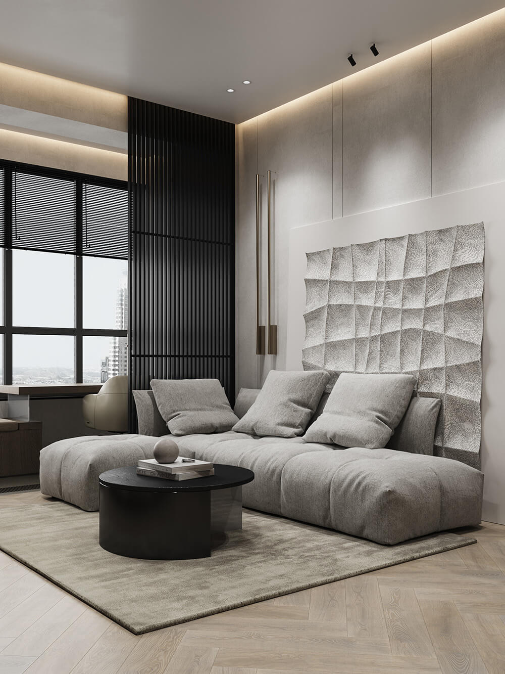 Kuchnia z szafkami z frontami w paski: nowoczesny design wnętrz.