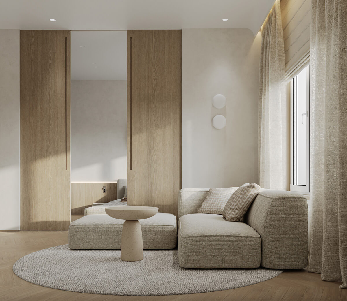 Jasne ściany i stylowe dodatki w małym mieszkaniu – aranżacja wnętrz kawalerki.