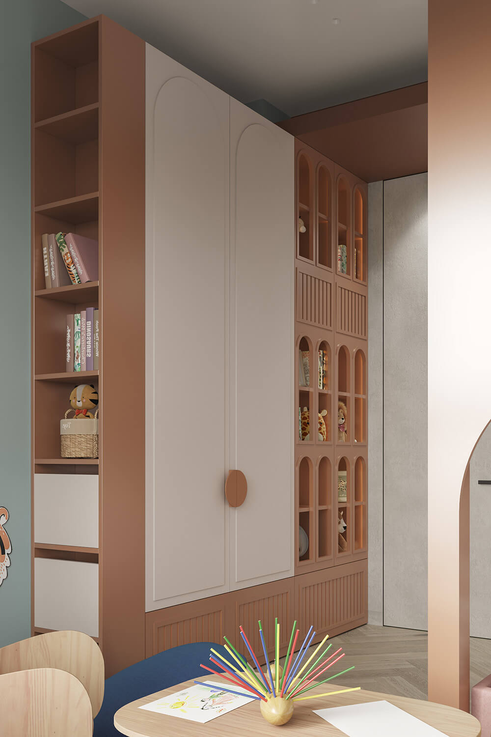 Przemyślane przechowywanie zabawek dla stworzenia przytulnej przestrzeni w pokoju dziecka