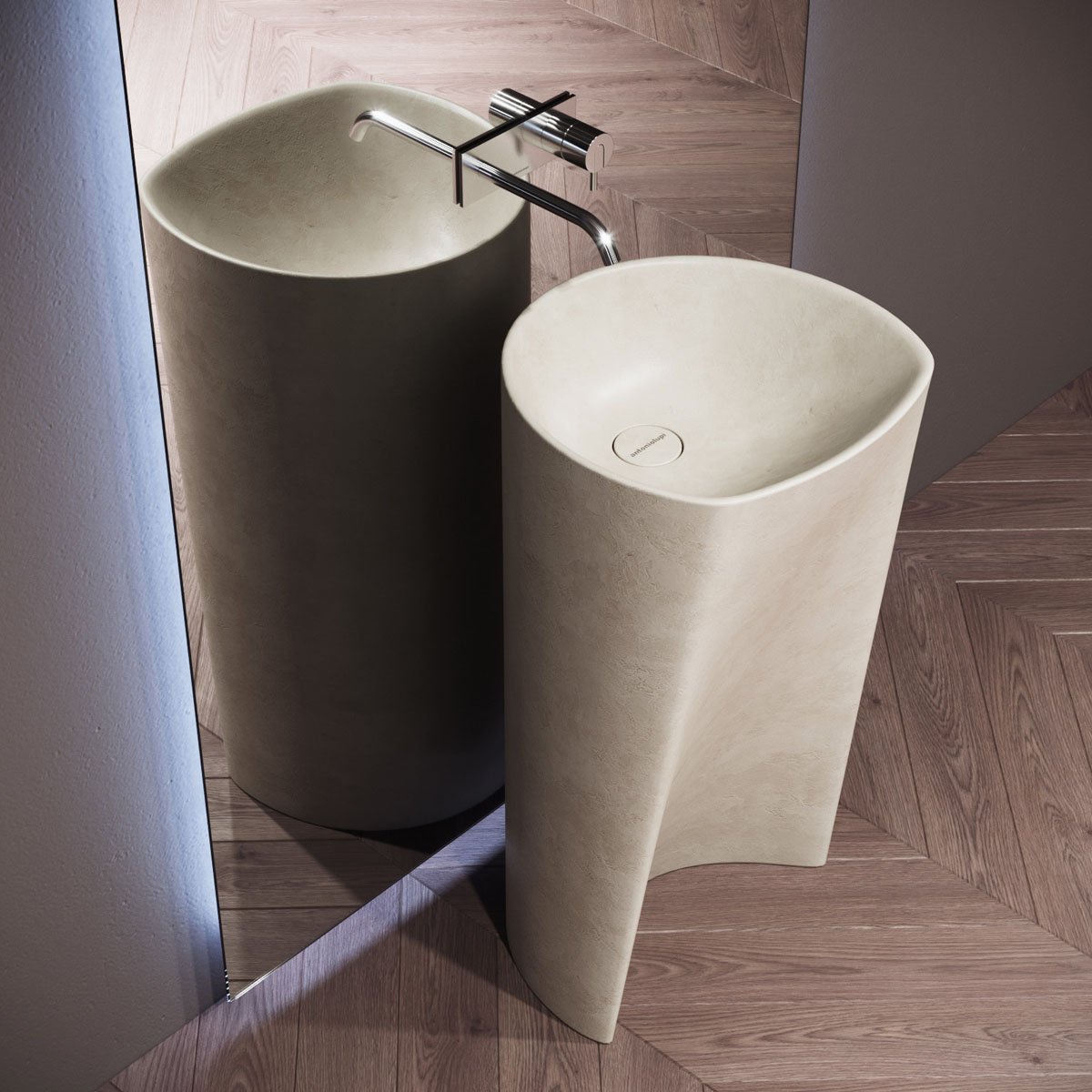 Podwójna umywalka dla dużej rodziny w nowoczesnej łazience w 2026 roku.