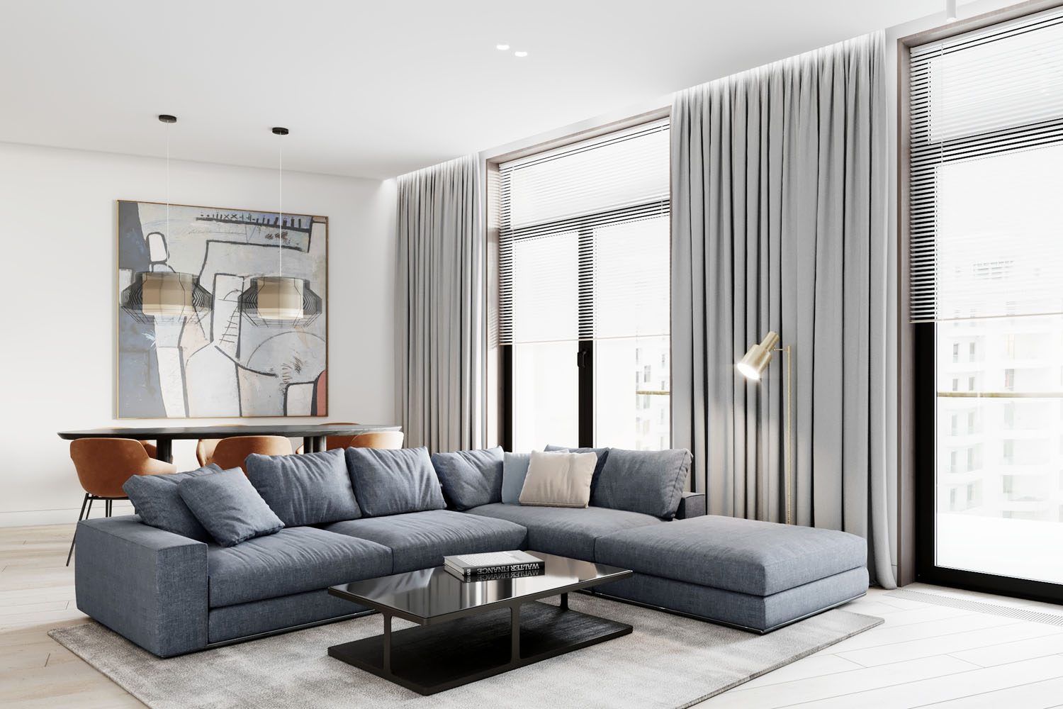 Przytulne zasłony do sypialni Jasne, długie zasłony do sypialni tworzą przytulną i świetlistą atmosferę