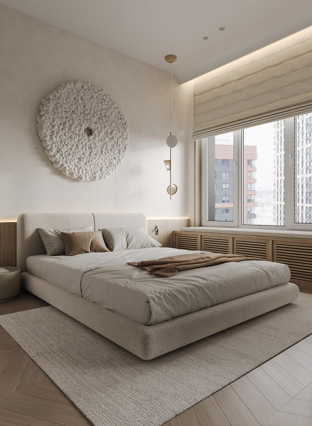 Kremowe wnętrze: połączenie różnych tekstur dla stworzenia unikalnego designu pokoju w 2026.