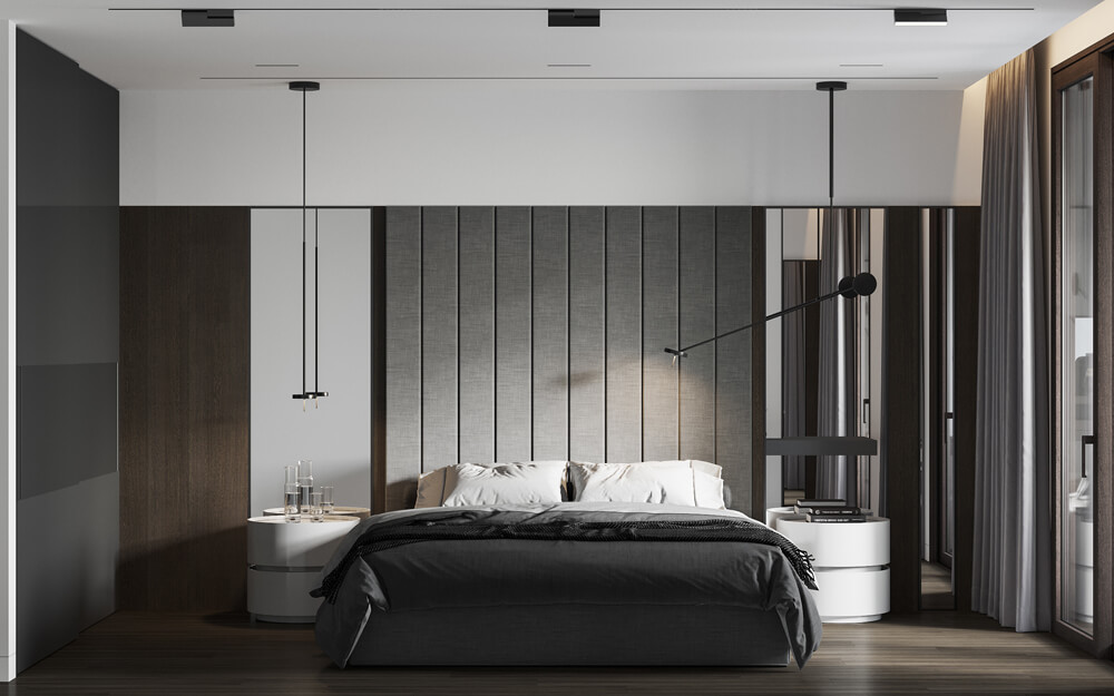 Loft z Charakterem Męskie wnętrze w stylu loft z ceglaną ścianą i ciemnymi meblami.