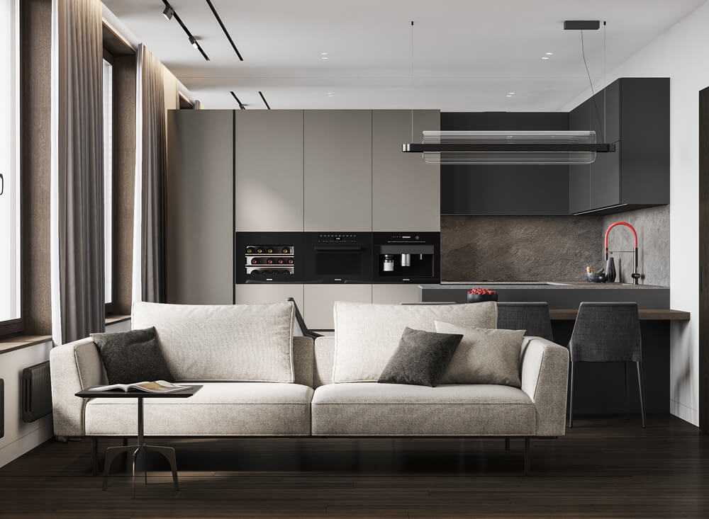 Prostota i Funkcjonalność Projekt męskiego wnętrza z naciskiem na funkcjonalność i prostotę designu.