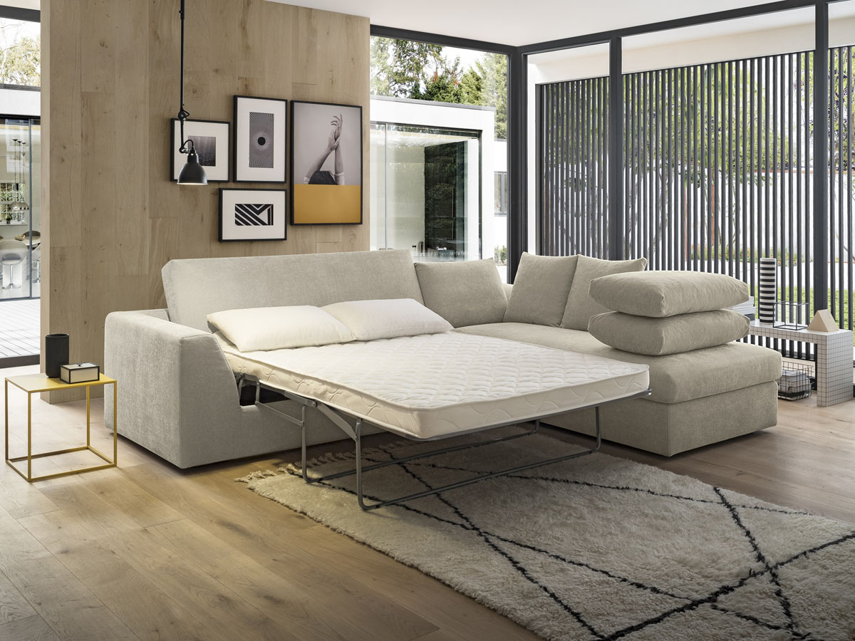 Francuska rozkładana Rozkładana sofa z francuską rozkładaną, kompaktowe rozwiązanie do mniejszych pomieszczeń, zapewniające komfortowy sen.