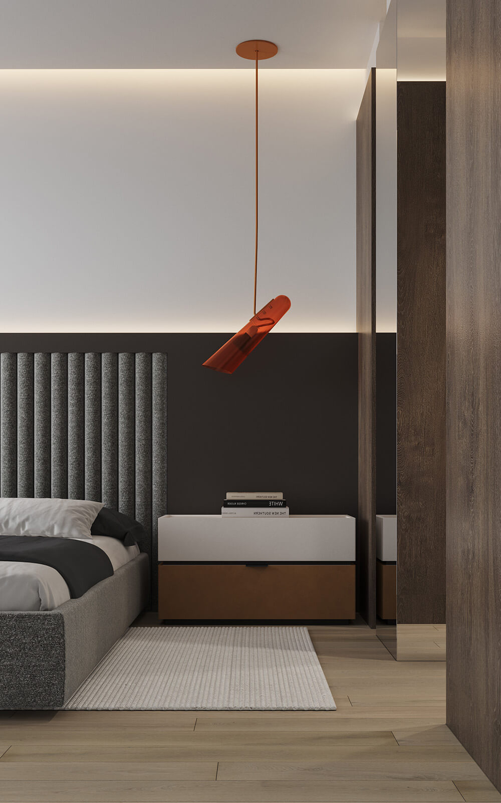 Minimalistyczny salon Elegancki monochromatyczny salon z minimalistycznym wystrojem i oświetleniem w 2026.