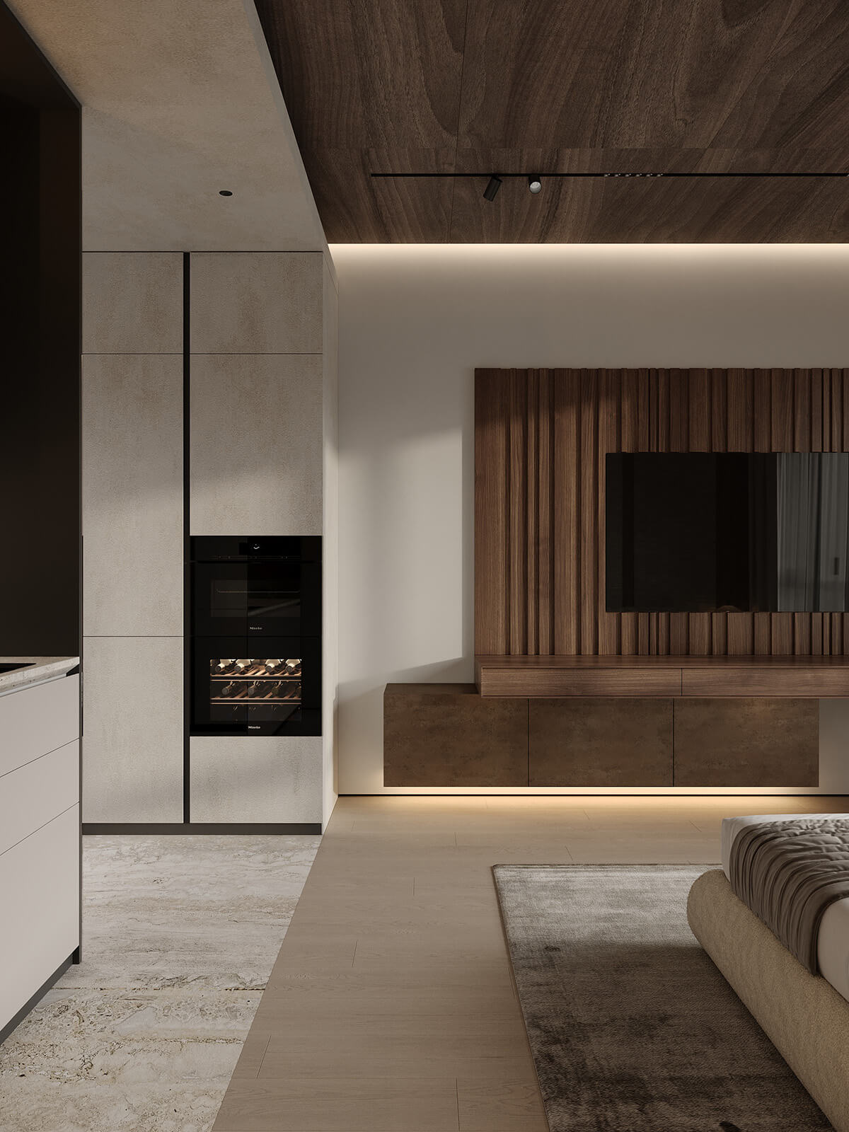 Jasne meble z dębu bielonego optycznie powiększają i rozjaśniają salon.