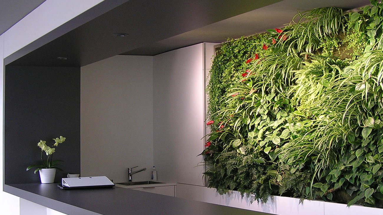 Zielone rośliny doniczkowe w nowoczesnym salonie, modny element aranżacji wnętrz w 2026.