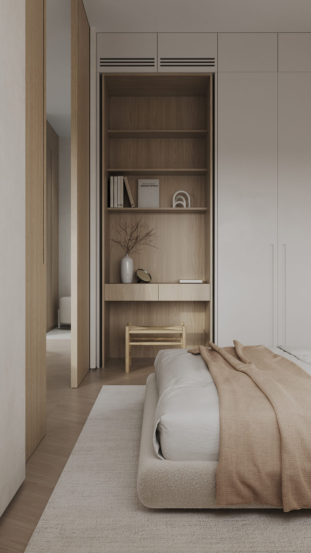 Drewniane drzwi przesuwne wewnętrzne w naturalnym stylu wnętrza 2026: loft i minimalizm.