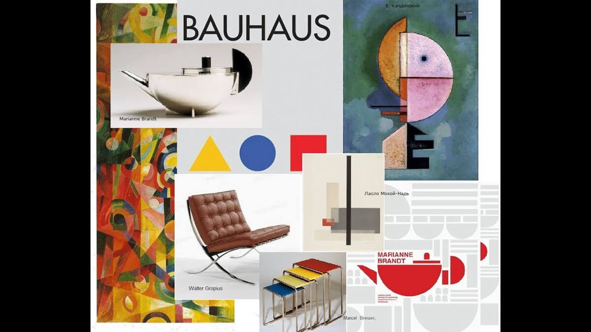 Elementy designu Bauhaus: Geometryczne formy, czyste linie i brak zbędnych dekoracji.