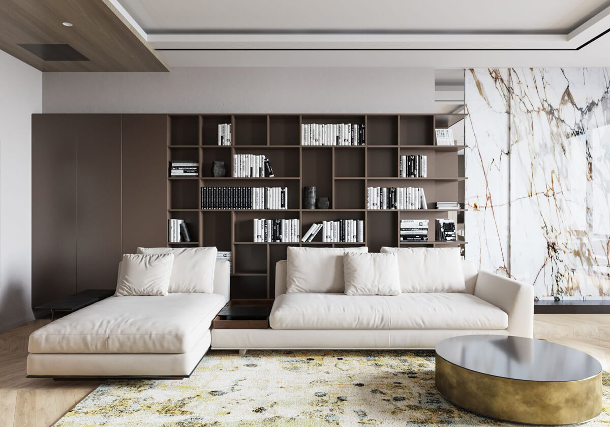 Nowoczesne wnętrze w stylu konstruktywizmu z elementami metalu i drewna 2026.