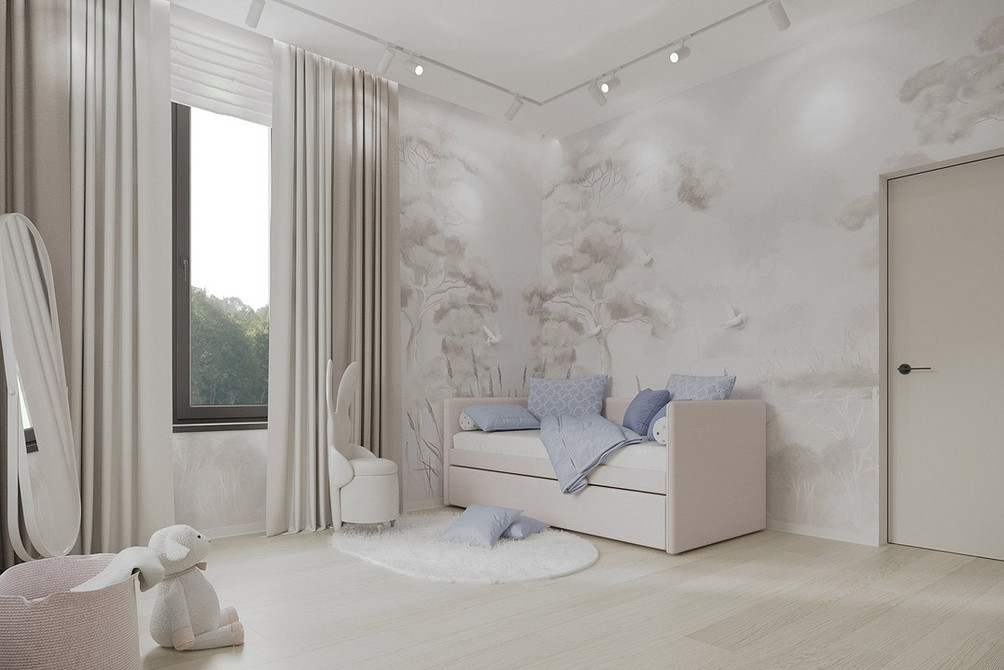 Beżowa sofa w salonie z dekoracyjnymi poduszkami i dywanem. Aranżacja 2026.