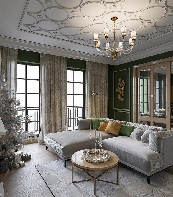 Przytulna Sofa z Poduszkami Duża sofa z poduszkami w salonie tworzy przytulną atmosferę do relaksu 2026.