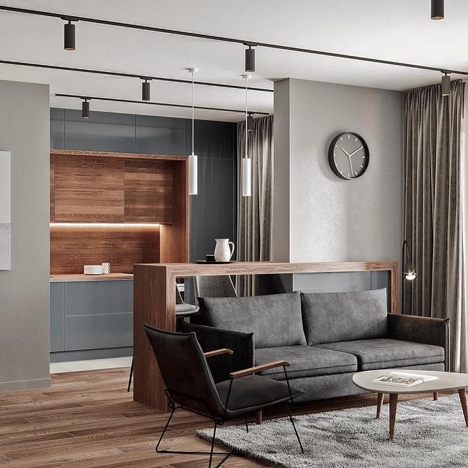 Narożna sofa z poduszkami Duża narożna sofa w jasnej tkaninie obiciowej, uzupełniona kolorowymi poduszkami w nowoczesnym wnętrzu.