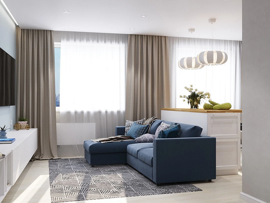 Sofa i Przytulny Dywan Wnętrze salonu z dużym sofą i dywanem dodającym przytulności i ciepła w pokoju