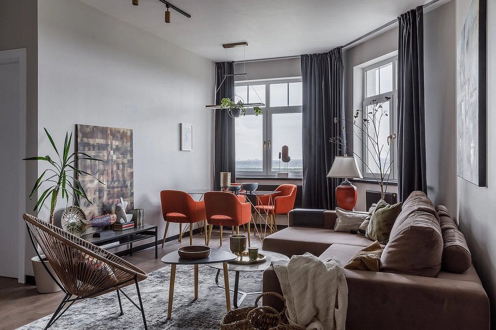 Unikatowe obicia na sofę Sofa z unikalną tkaniną obiciową, do salonu w stylu loft, idealna do małego mieszkania.