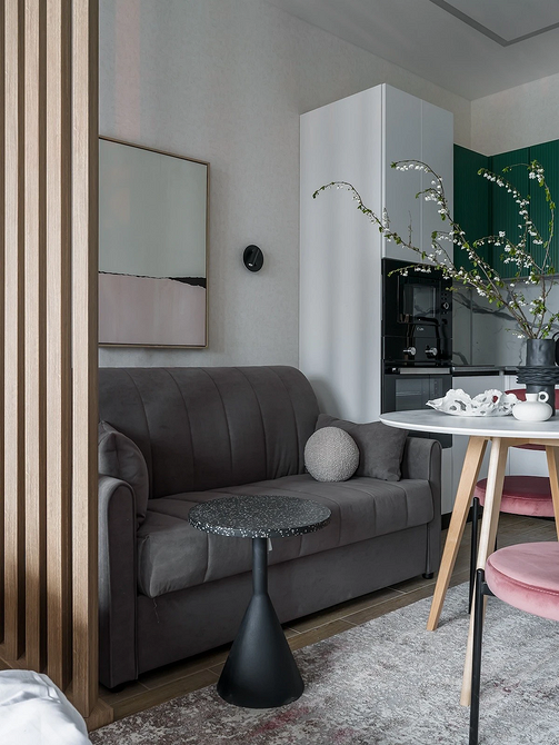 Modna sofa w stylu skandynawskim 2026: welur i minimalistyczny design do małego mieszkania.