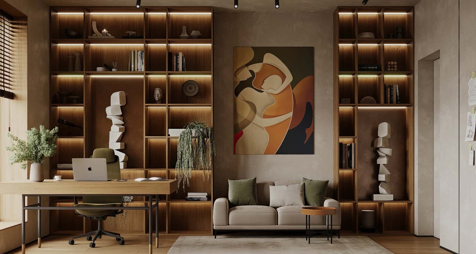 Nowoczesny design Okna panoramiczne w nowoczesnym domu: przykład designu i otwartej przestrzeni.