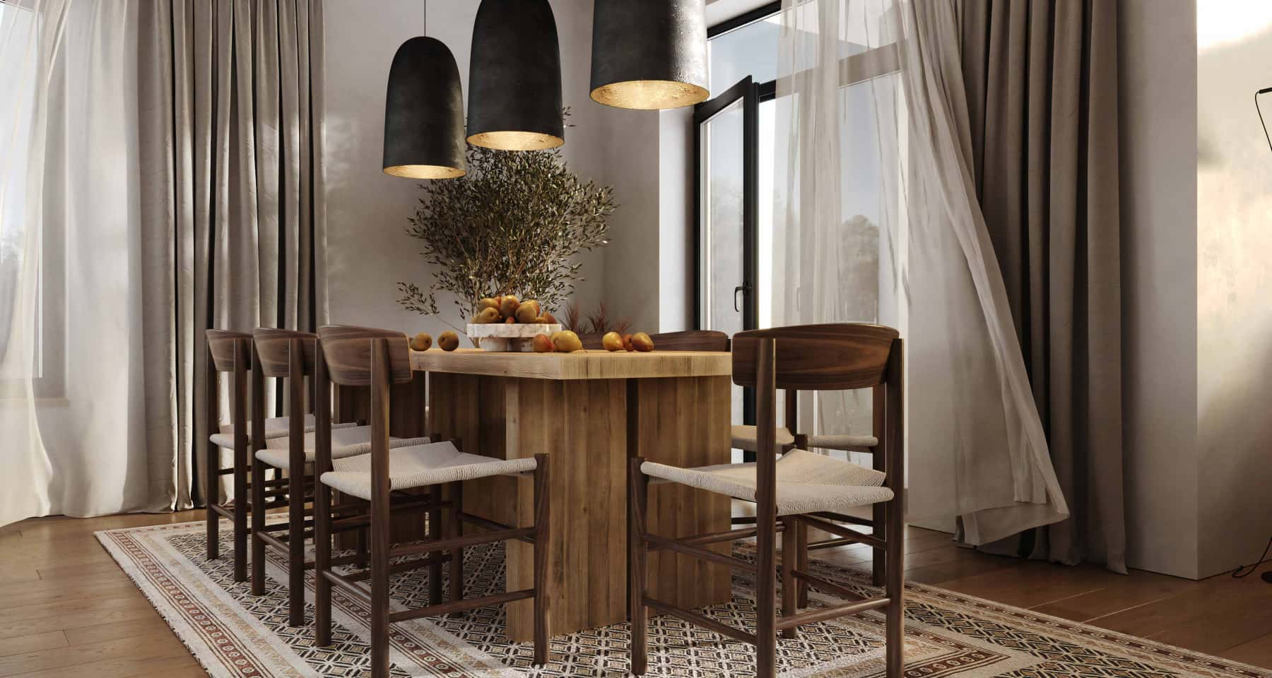 Nowoczesny ceglany dom Ceglany dom z panoramicznymi oknami w nowoczesnym stylu. Jasny salon.