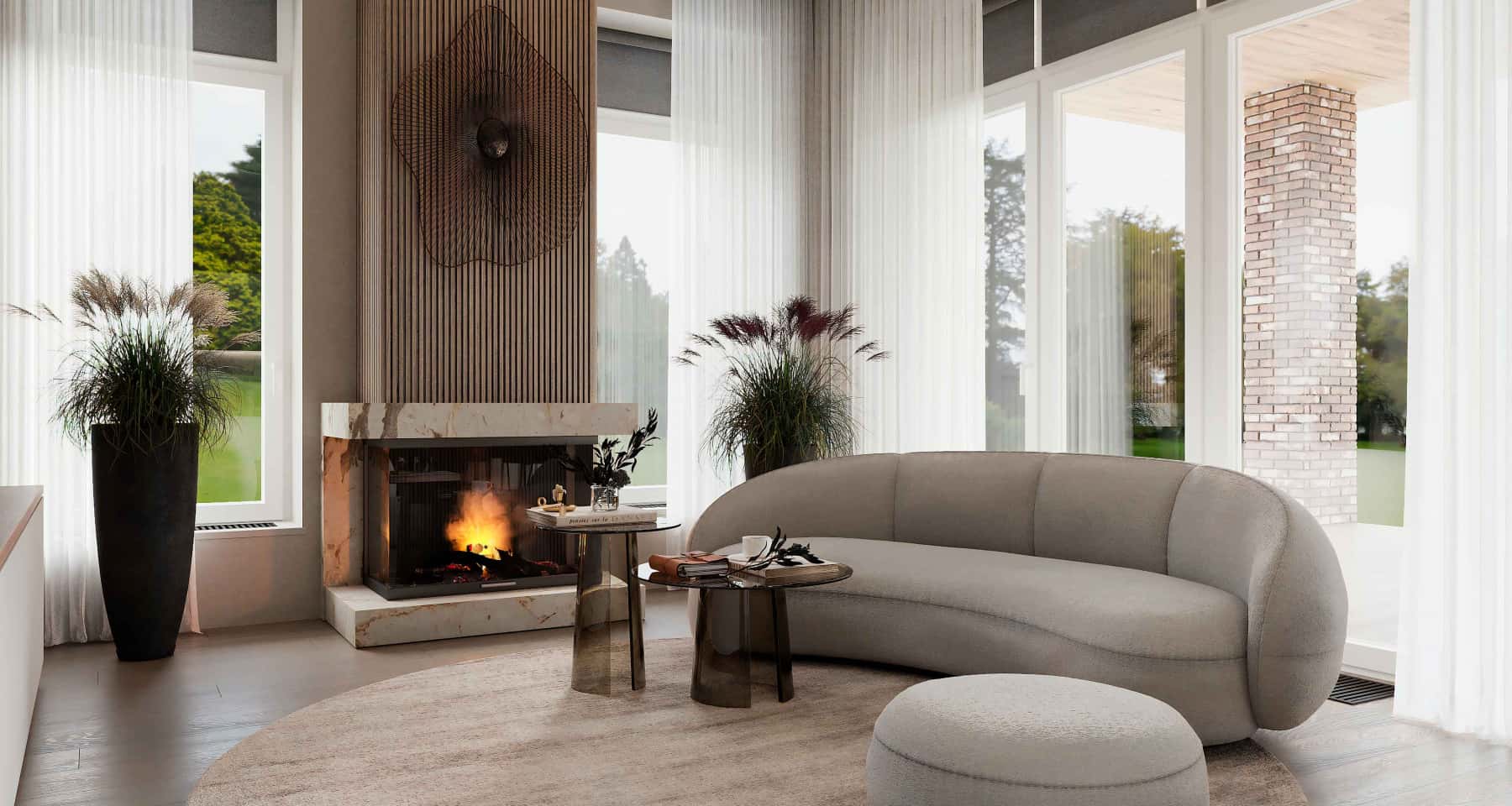 Ceglany dom, okna 2026 Projekt domu z cegły z oknami panoramicznymi w nowoczesnym stylu 2026.