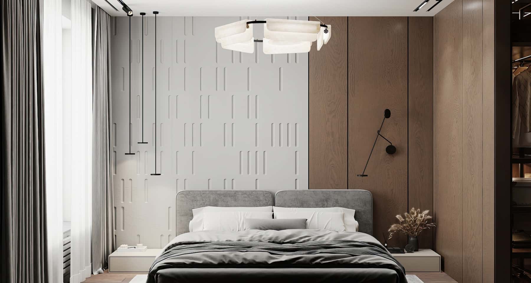 Szaro-beżowy minimalizm Loft i minimalizm w 2026 roku: nowoczesne wnętrze w szaro-beżowych barwach.