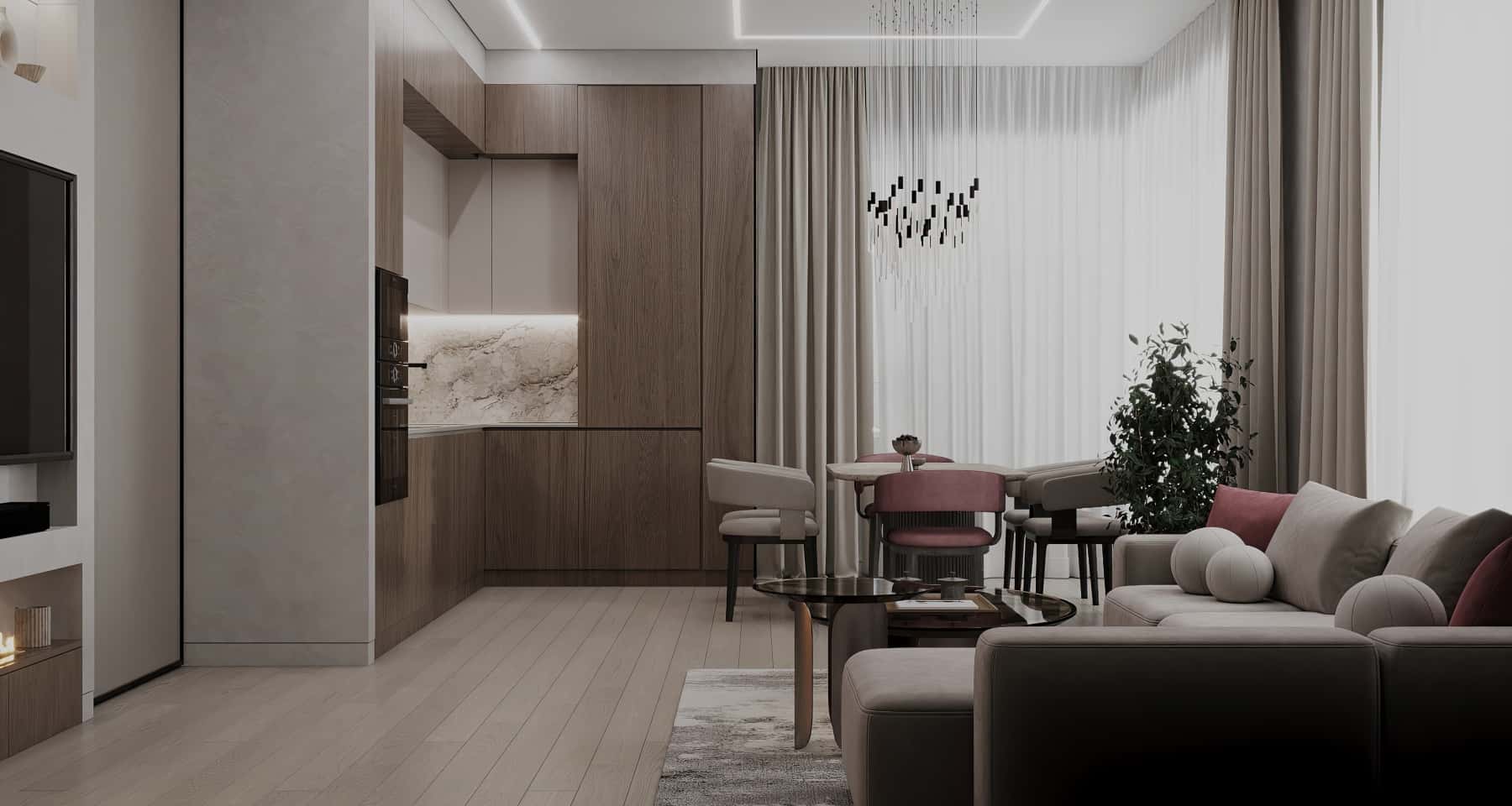 Szaro-beżowa harmonia Aranżacja wnętrza w stylu loft i minimalizm 2026: Szaro-beżowa paleta barw.