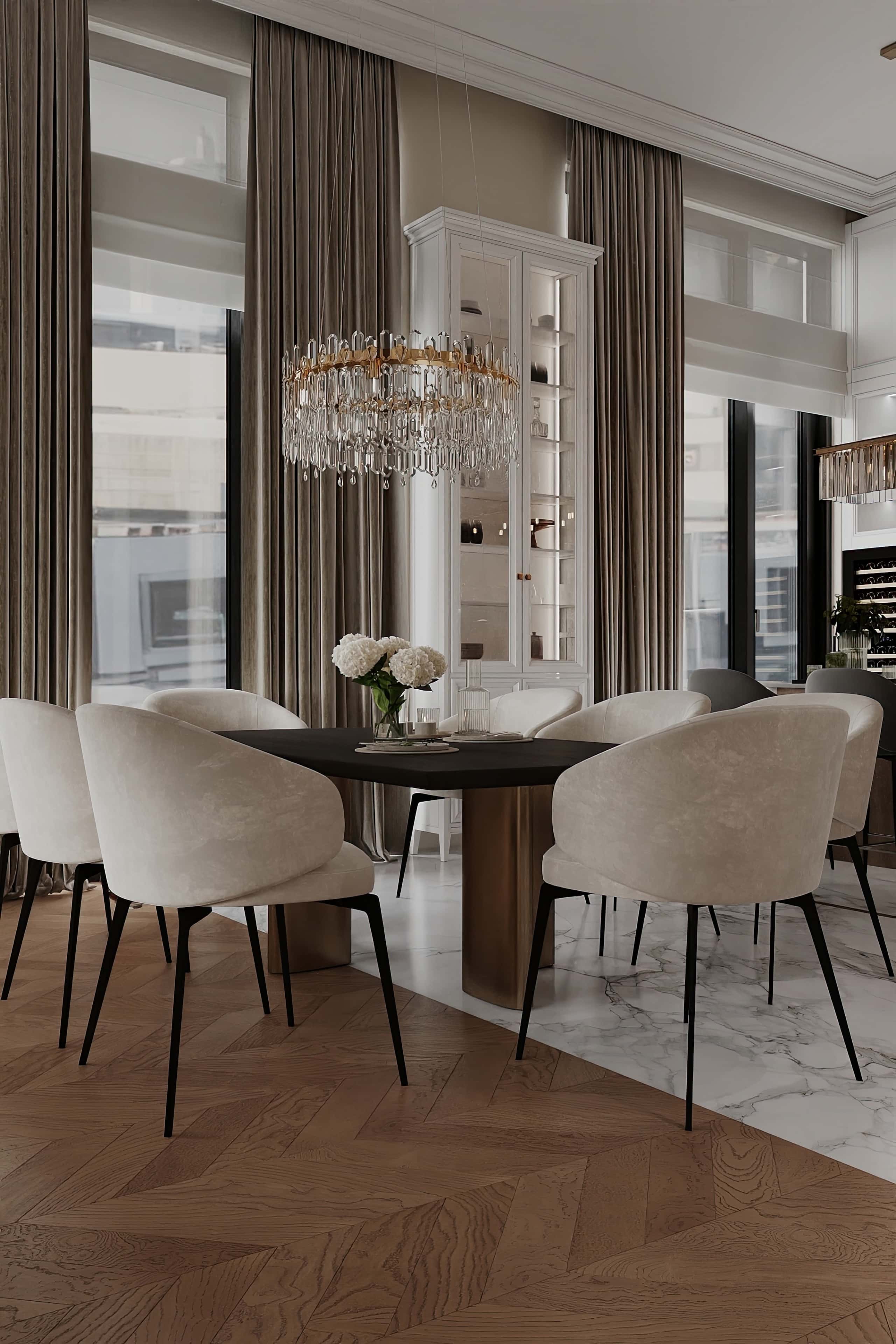 Aranżacja wnętrz 2026: Detal w stylu Art Deco podkreśla luksusowy charakter pomieszczenia.