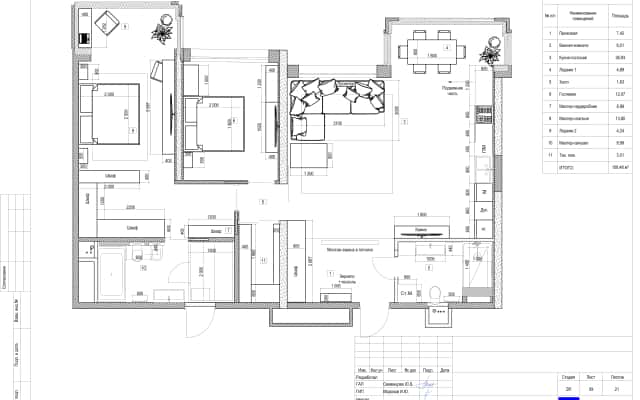 Projektowanie wnętrz: nowoczesna kuchnia w 3-pokojowym mieszkaniu z drewnianymi akcentami.