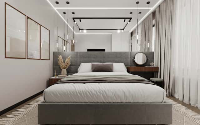 Projektowanie wnętrz mieszkania 3-pokojowego: element dekoracyjny w stylu minimalistycznym, inspiracja Japandi.