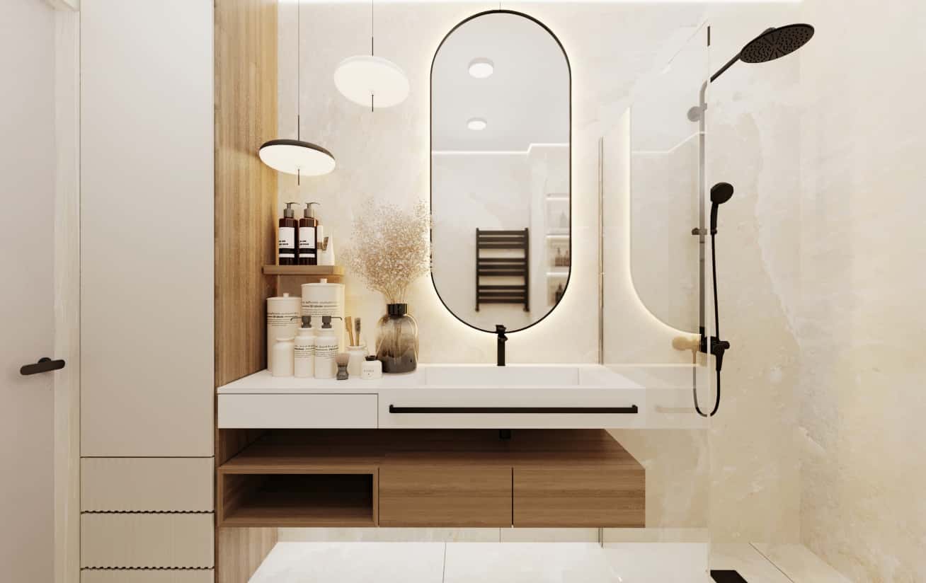 Projektowanie wnętrz: minimalistyczny salon w 3-pokojowym mieszkaniu z funkcjonalnymi meblami.