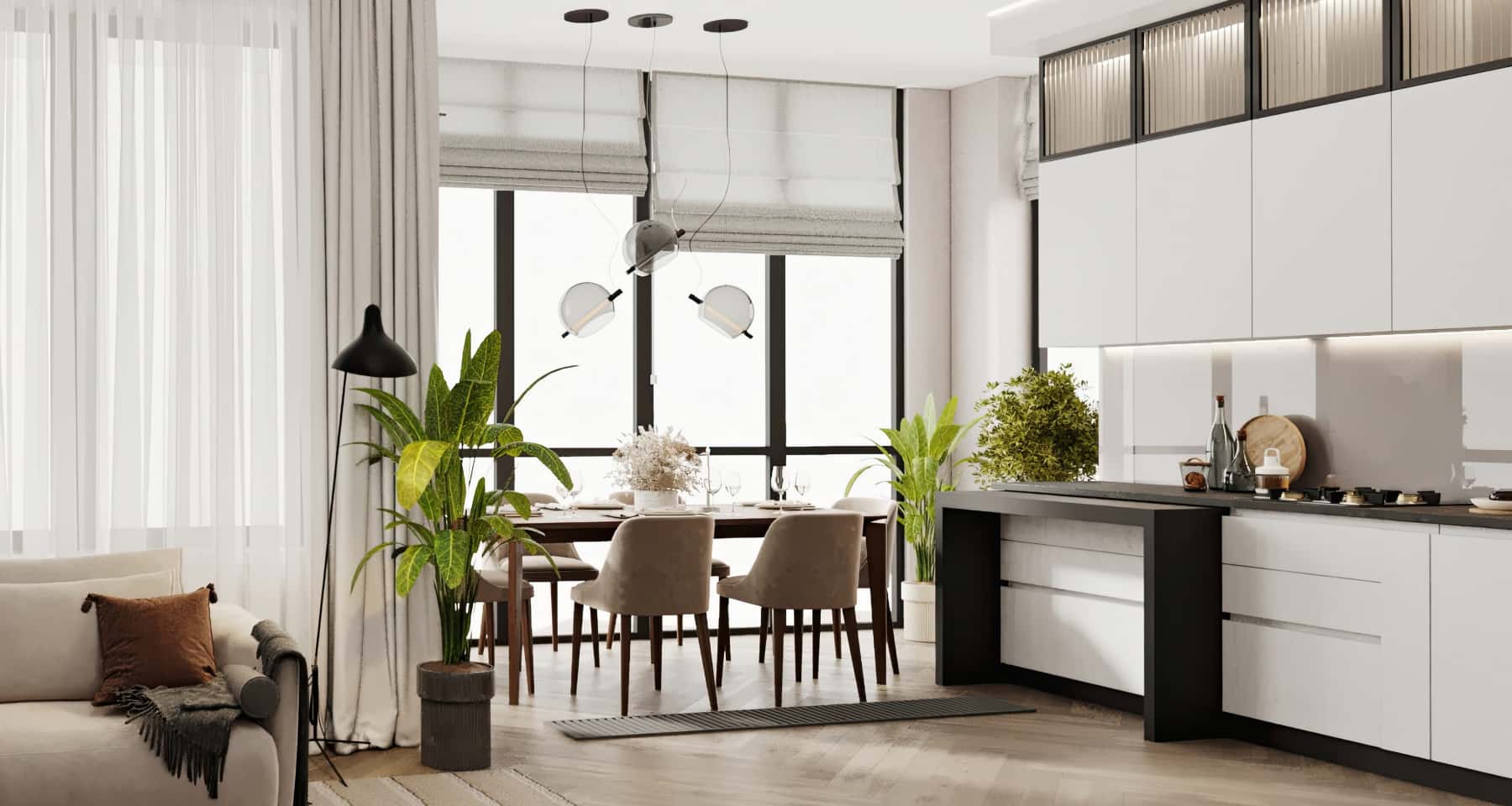 Projektowanie wnętrz mieszkania 3-pokojowego: minimalistyczny detal, element wystroju w stylu Japandi.