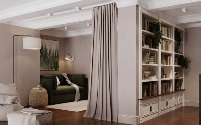 Nowoczesna aranżacja małego mieszkania w stylu eklektycznym z funkcjonalnymi meblami.