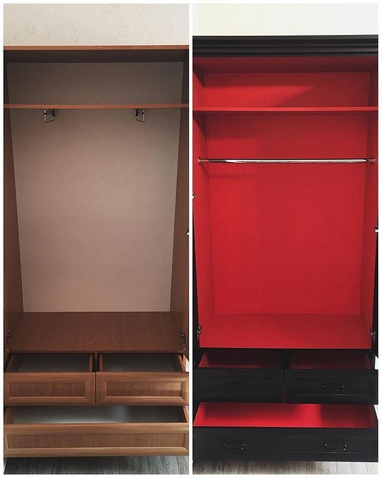 Unikalna szafa DIY Przerobiona stara szafa, jako przykład tworzenia unikalnych mebli w stylu retro.