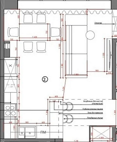 Wyraźny podział stref Efektywne strefowanie kuchni z salonem: warianty ustawienia mebli dla wyraźnego podziału.