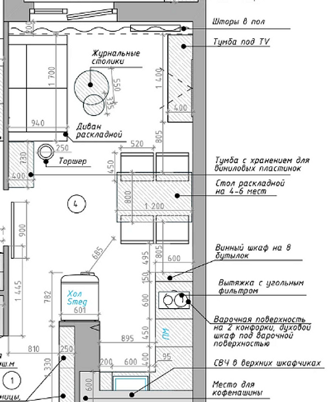 Naturalne materiały Design kuchni z salonem: akcent na naturalne materiały, drewno i kamień.