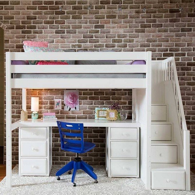 Przykładowe łóżko antresola DIY wykonane własnoręcznie. Inspiracja do Twojego projektu.