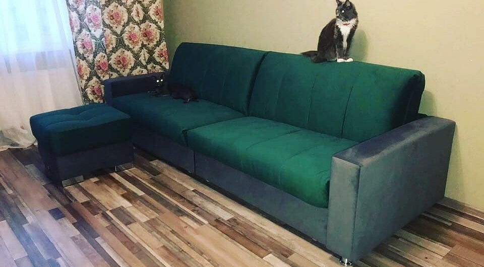 Sofa akordeon z poduszkami Nowoczesna sofa akordeon z poduszkami – praktyczne rozwiązanie do małego pokoju dziennego.