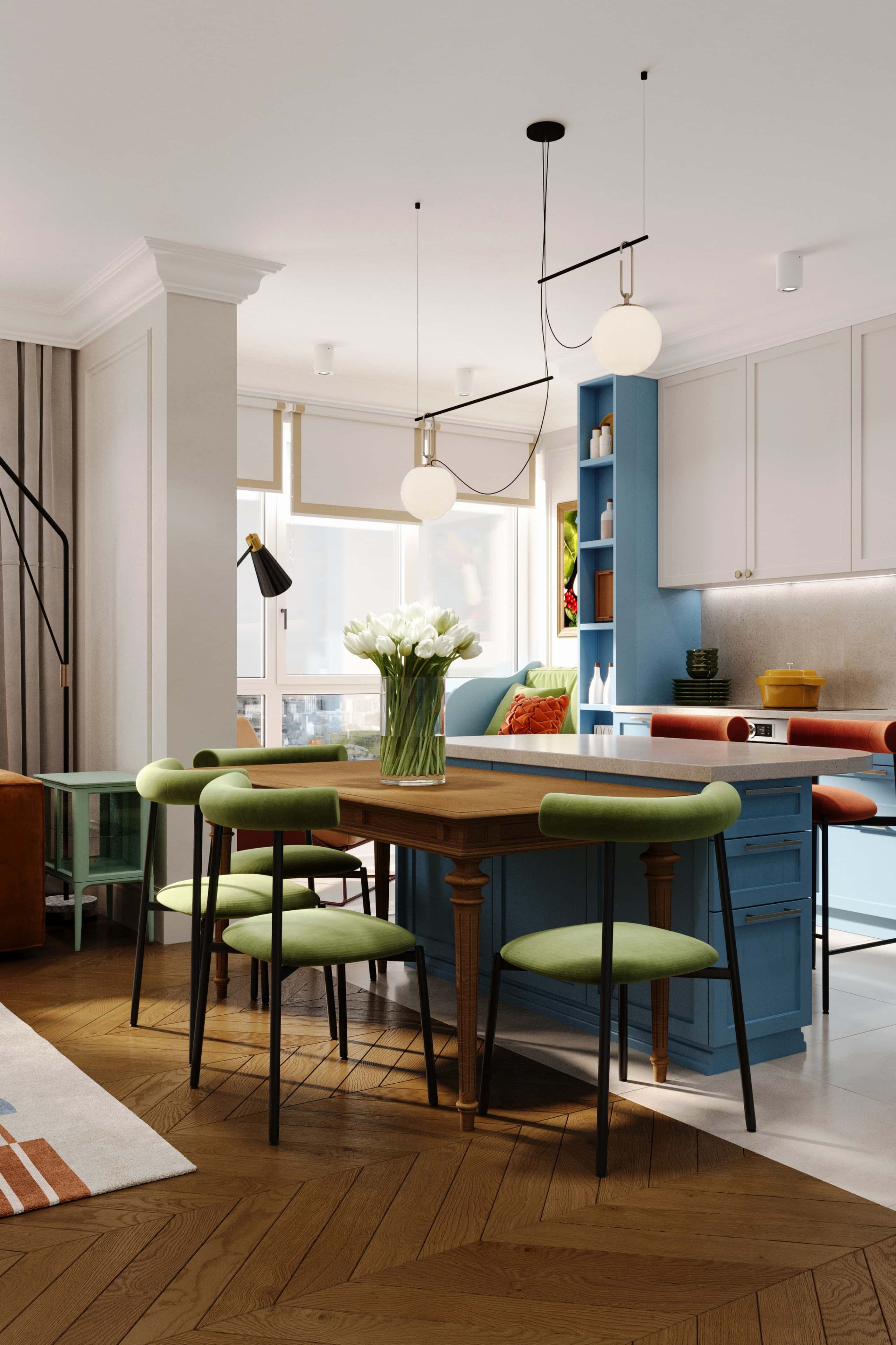 Sypialnia w odcieniach szarości i błękitu: relaksujący design wnętrz 2026.