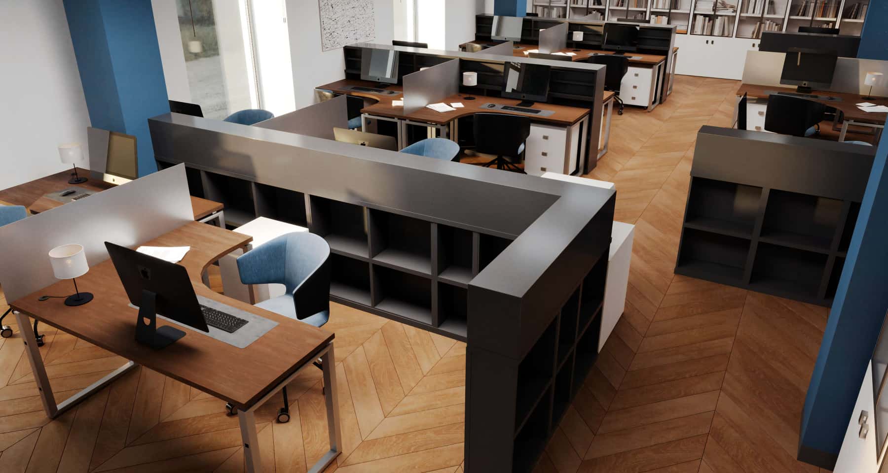 Remont biura 2026: odnowione stanowiska pracy z nowoczesnymi materiałami i technologiami.