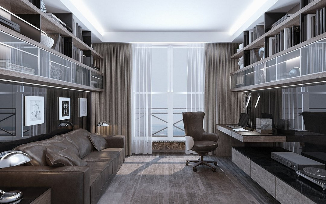 Kompaktowa, brązowa sofa, rozkładana w małym pokoju, oszczędność miejsca. Sofa do pokoju dziecka.