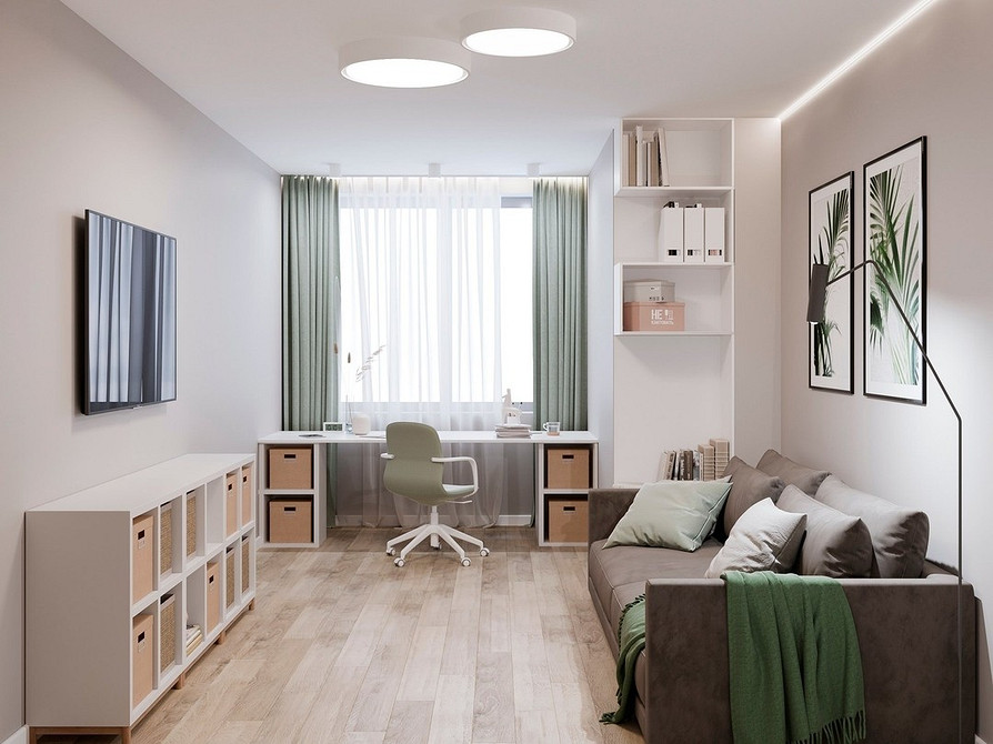 Stylowa brązowa sofa w nowoczesnym salonie. Idealnie dobrany kolor i design.