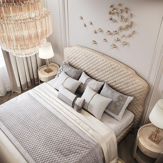 Łóżko z miękkim zagłówkiem obite welurem: komfort i styl w sypialni